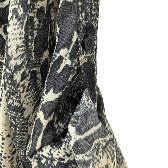 Vintage Havana Gray Snake Print Blouse Large Sheer Button Up Womens Top - Picture 10 of 12